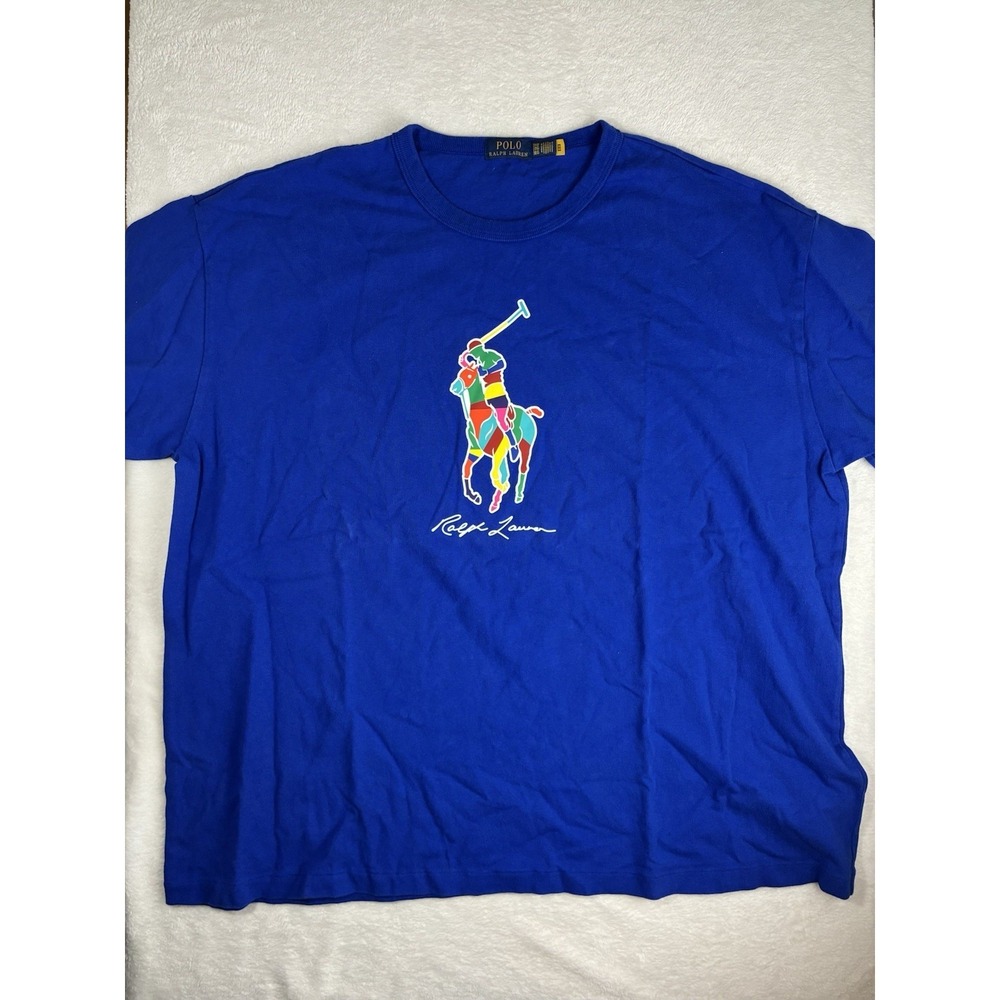 Polo Ralph Lauren Mens Size 3XB Big Pony T-Shirt Blue Heavyweight Cotton